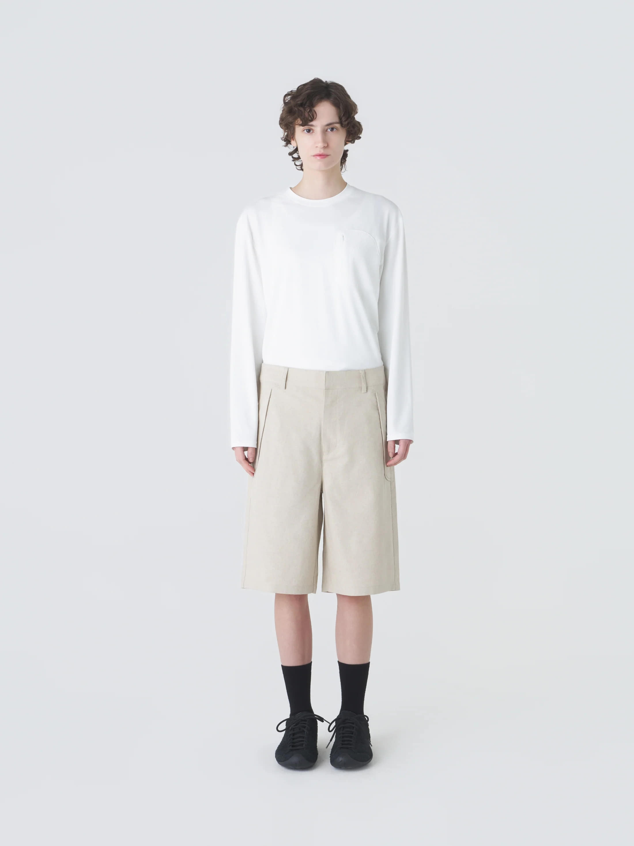 LINEN COTTON MIXED HALF TROUSER