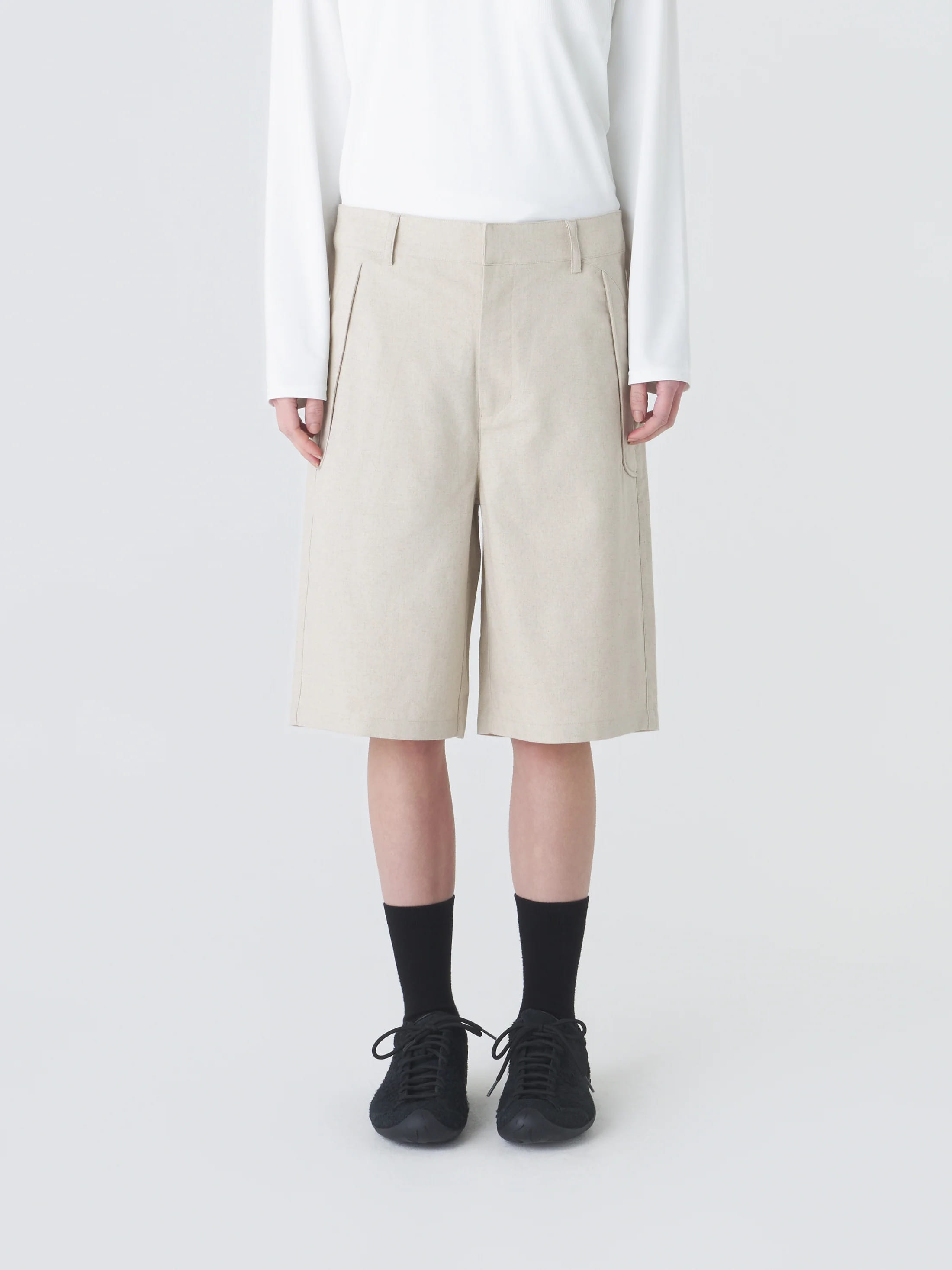 LINEN COTTON MIXED HALF TROUSER