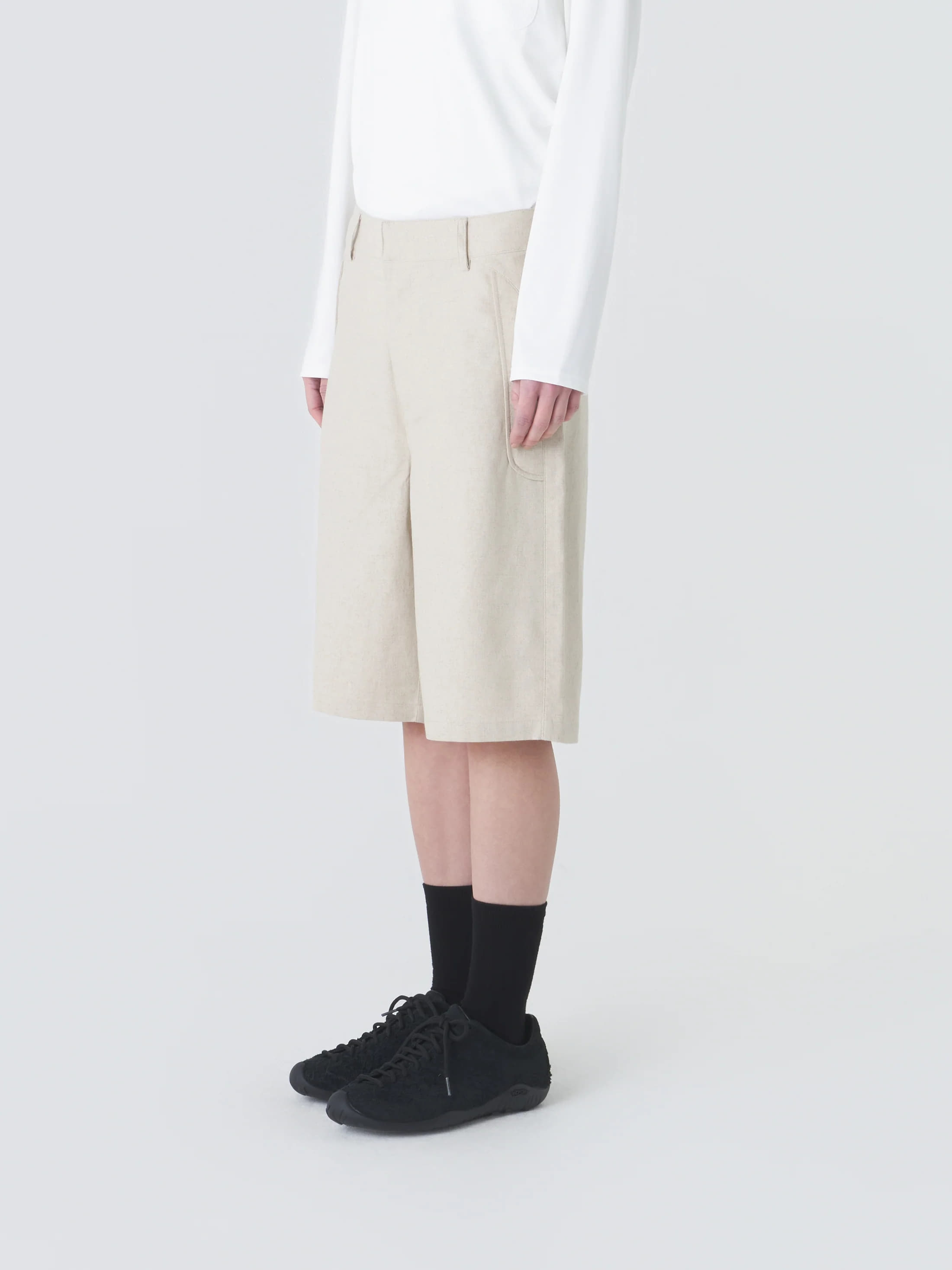 LINEN COTTON MIXED HALF TROUSER