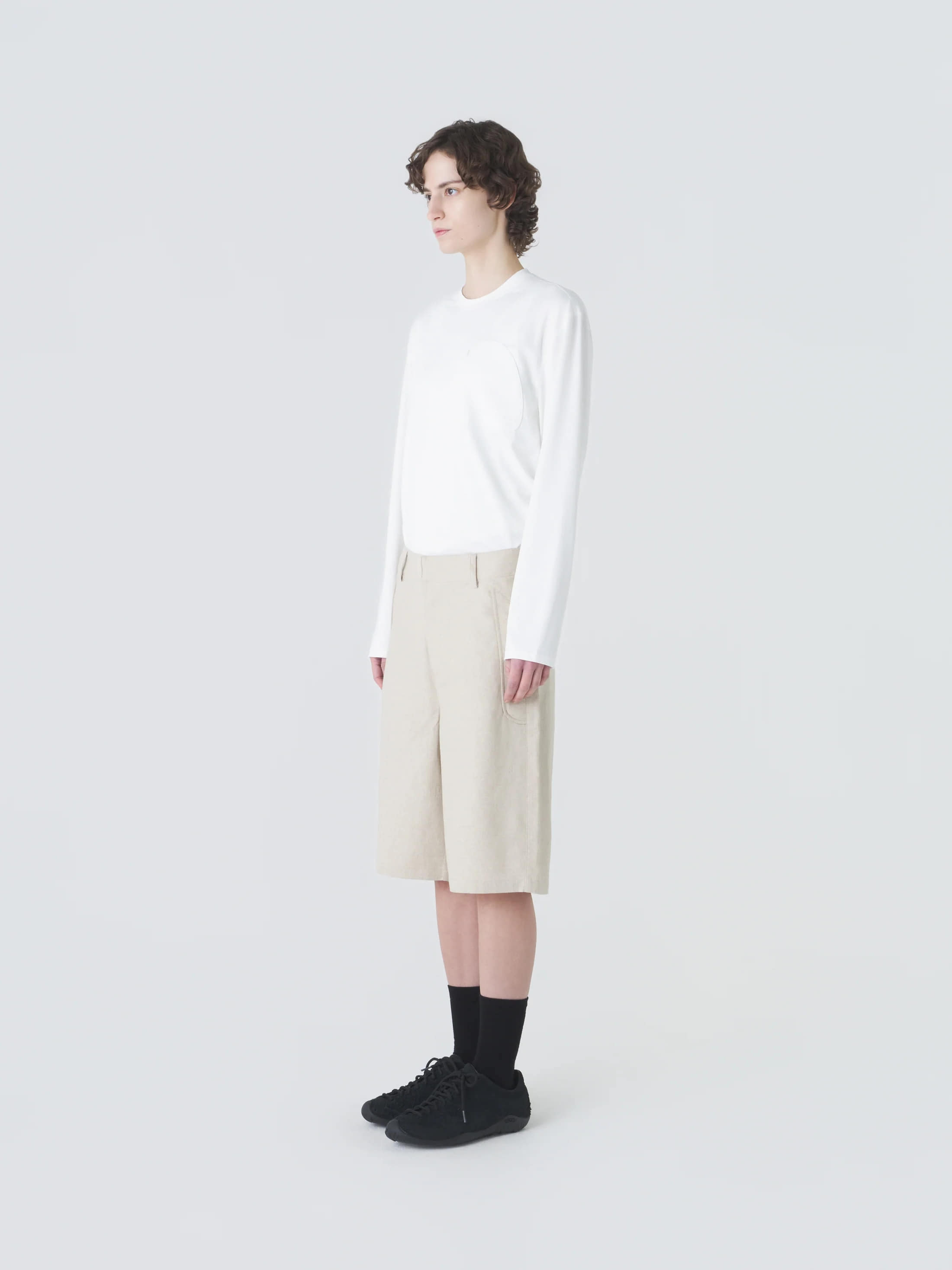 LINEN COTTON MIXED HALF TROUSER